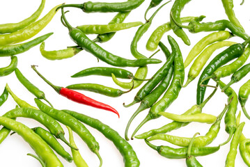 Green chili pepper isolated on white