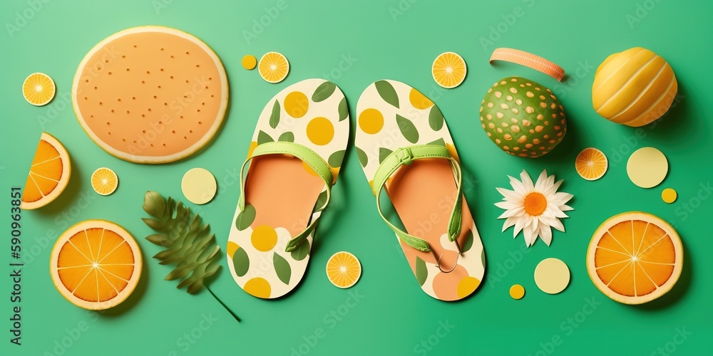 Poster a summertime tune complete with sandals generative ai