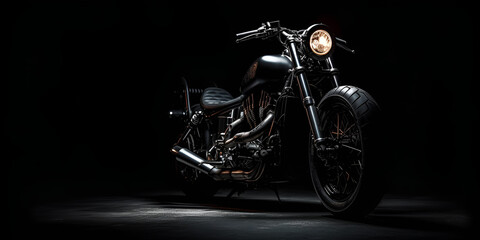 Motorcycle on black - obrazy, fototapety, plakaty