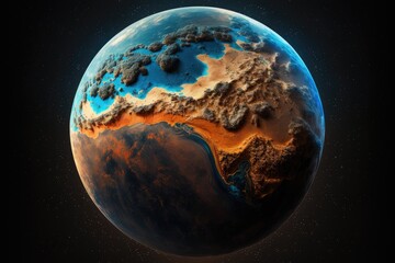 cloudy planet in outer space. Generative AI