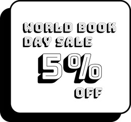 World Book Day Sale 5 Percent Discount Sticker Tag