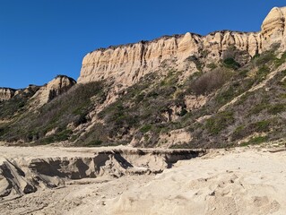 cliff formations in Half Moon Bay Pacific coastal trail