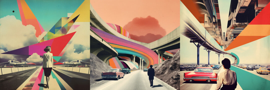 Collages made from retro photos. Good for covers and cards.