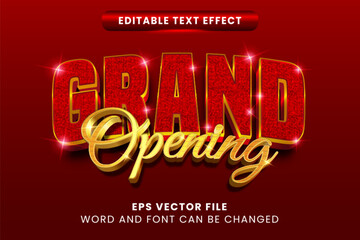 3D luxury glitter grand opening vector text effect