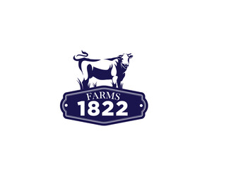 Retro Vintage Cattle / Beef Emblem Label logo design