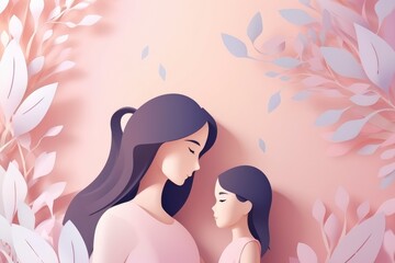 A paper cut out of a mother and daughter for mother's day. Generative AI