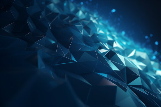 Dark blue abstract modern background for design. Geometric shape. Triangles, diagonal lines. Gradient, Generative AI