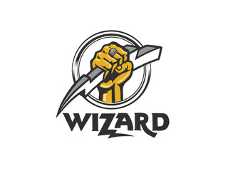 Creative minimal wizard hand warlock logo