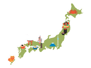 名産物が飛び出てる日本地図