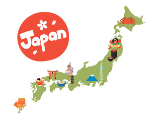 名産物が飛び出てる日本地図