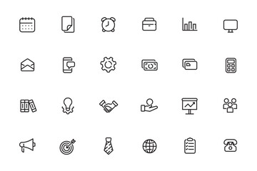 Set of business icons in line style isolated on white background