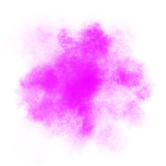 Pink color powder explosion isolated on transparent background. Royalty high-quality free stock PNG image of Pink powder explosion. Colorful dust explode. Paint Holi, pink dust particles splash