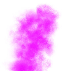 Pink color powder explosion isolated on transparent background. Royalty high-quality free stock PNG image of Pink powder explosion. Colorful dust explode. Paint Holi, pink dust particles splash