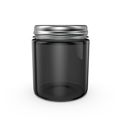 Black glass jar with metal cover