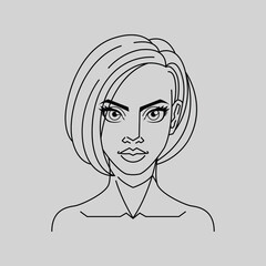 Drawing of a woman with lines, with short hair
