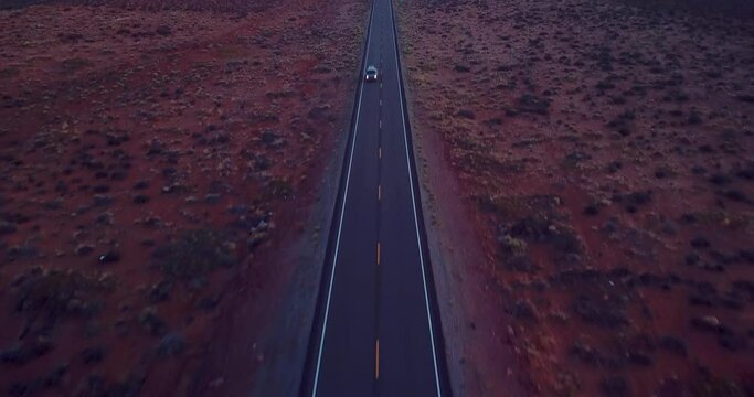 Sunrise of Distant View Of Monument Valley From The Famous Forrest Gump Point In Mexican Hat, Utah. wide aerial 