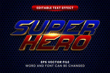 3D blue red super hero vector text effect