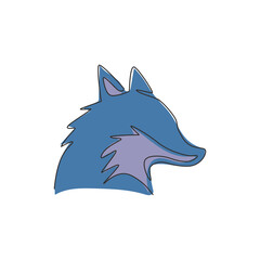 One continuous line drawing of cute fox business logo icon. Multinational company identity concept. Modern single line vector draw design graphic illustration