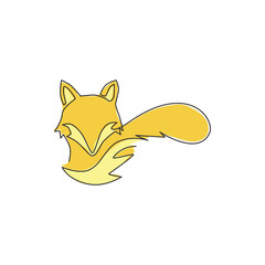 Single continuous line drawing of cute fox corporate logo identity. Mammals zoo animal icon concept. Modern one line graphic vector draw design illustration