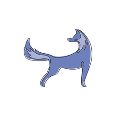 One continuous line drawing of cute fox business logo icon. Multinational company identity concept. Trendy single line graphic draw vector design illustration