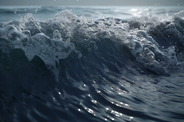 Foamy waves roll up in the ocean, Generative AI 