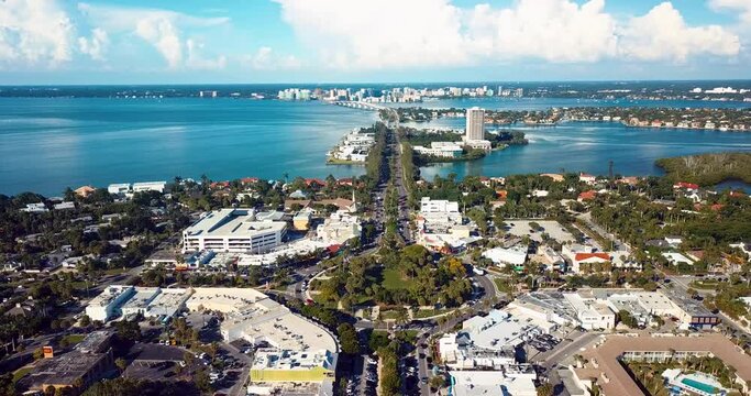Aerial view of sunny day at St. Armands, Sarasota, florida