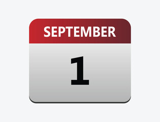 September 1th calendar icon vector. Concept of schedule. business and tasks.