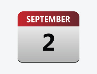 September 2th calendar icon vector. Concept of schedule. business and tasks.