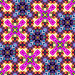Vintage tie dye seamless pattern. Hippie vaporwave blur endless background in retro style. 