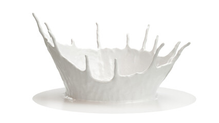 Close up Beauty Milk crown splashing isolate on blue background. 3D Rendering