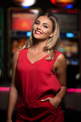Portrait of a Young Caucasian Woman in Casino