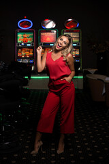 Portrait of a Young Caucasian Woman in Casino