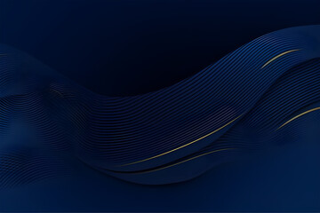 3d modern wave curve abstract presentation background. Luxury paper cut background. Abstract decoration, golden pattern, halftone gradients, 3d blue dark background illustration. Generative ai