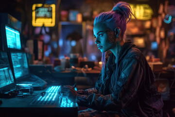 Obraz premium person typing on a computer