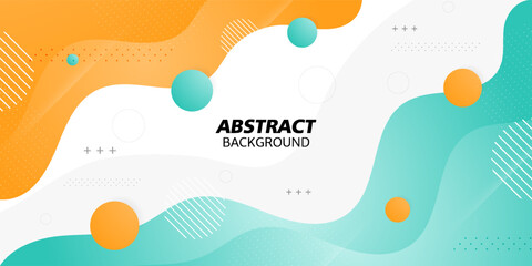 Green and orange geometric business banner design. creative banner design with wave shapes and lines for template. Simple horizontal banner. Eps10 vector - obrazy, fototapety, plakaty