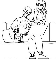 family laptop vector