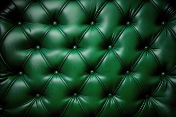 green leather upholstered chair with a diamond pattern. Generative AI