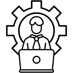 Workforce Icon, Line Icon Style, Professional Employee Symbol Vector Stock.