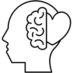Empathy Icon, Line Icon Style, Psychology Support Symbol Vector Stock.
