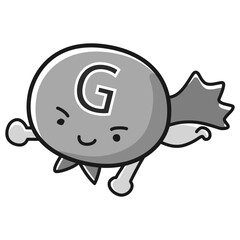 グリシン（G）のキャラクターのイラスト（白黒）