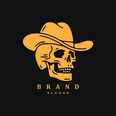 Silhouette cowboy skull rodeo logo design template