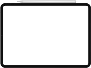 Obraz premium realistic ipad pro black screen mockup with stylus pen
