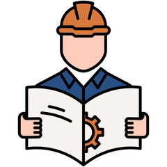 Technician Icon, Line Filled Icon Style, Engineer Work Symbol Vector Stock.