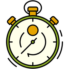 Chronometer Icon, Line Filled Icon Style, Time Clock Date Symbol Vector Stock.