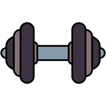 Dumbbell Icon, Line Filled Icon Style, Barbell Hand Lifting Symbol Vector Stock.
