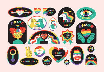 Pink Flat Design Pride Badge Illustration Asset