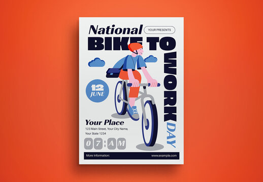 Grey National Bike To Work Day Flyer Layout