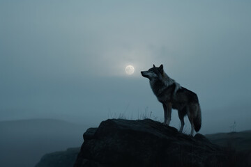 wolf howling at the moon