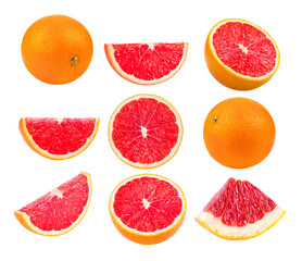 pink grapefruit citrus fruit isolated on transparent png