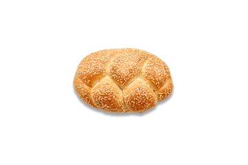 Braided bun with sesame isolated on white background